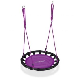 Altalena per bambini Relaxdays, discoteca, diametro 80 cm, portata massima 100 kg, viola