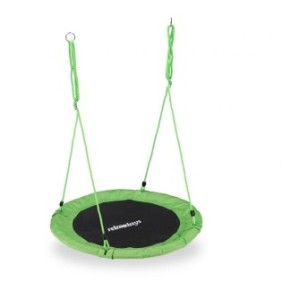 Altalena per bambini Relaxdays, discoteca, diametro 90 cm, portata massima 100 kg, verde