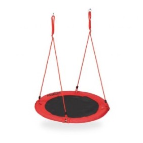 Altalena per bambini Relaxdays, discoteca, diametro 100 cm, portata massima 100 kg, rossa
