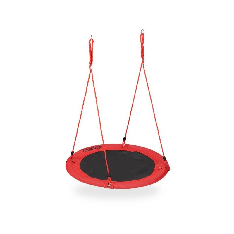 Altalena per bambini Relaxdays, discoteca, diametro 100 cm, portata massima 100 kg, rossa