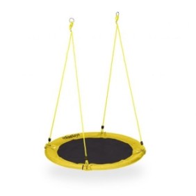 Altalena per bambini Relaxdays, discoteca, diametro 110 cm, portata massima 100 kg, gialla