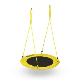 Altalena per bambini Relaxdays, discoteca, diametro 90 cm, peso massimo supportato 100 kg, colore giallo