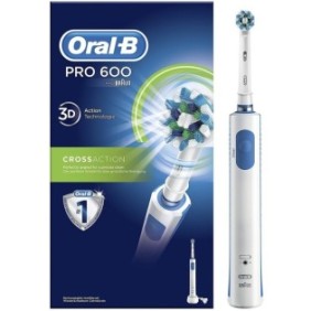 Spazzolino elettrico Oral-B PRO 600 CrossAction, ricaricabile, pulizia 3D, 1 programma, 1 estremità, Bianco/Blu