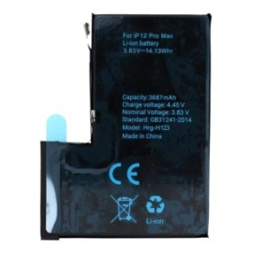 Batteria Daden compatibile con Apple iPhone 12 Pro Max, Adesivo incluso, 3687 mAh, Alta Qualità
