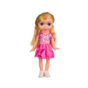 Bambola con vestito rosa e capelli biondi, 29 cm, ATU-084630