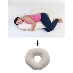 Set cuscini gravidanza Cuscino gravidanza a forma di numero 9 Bianco + Cuscino per episiotomia ed emorroidi beige