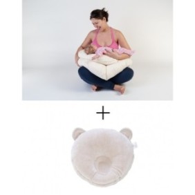 Set allattamento Cuscino per gravidanza a forma di numero 9 + Cuscino per modellare la testa del bambino beige