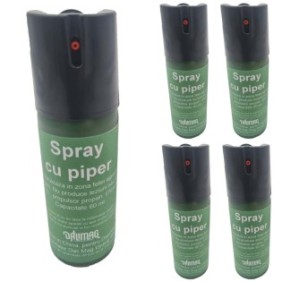 Set di 5 spray al peperoncino paralizzanti, laceranti e irritanti, verde, 60 ml, astuccio, Dalimag