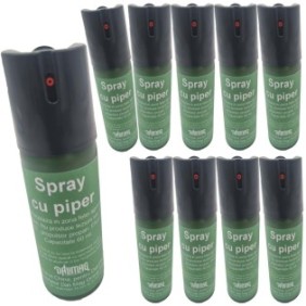 Set 10 spray al peperoncino paralizzante, lacrimante, irritante, verde, 60 ml, astuccio, Dalimag