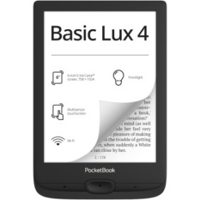 Lettore eBook PocketBook Basic Lux 4 PB618, touch screen 6.0" E Ink Carta™ HD, 212 dpi, slot 8GB+microSD, illuminazione frontale, WiFi, Nero