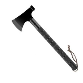 Neo™ Campy® Ascia in metallo multifunzionale a 8 pezzi nera, facile da montare tramite filetto, manico lungo, coltello, bussola, taglierino, martello