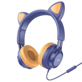 Cuffie cablate HOCO W36 Cat Ear con microfono, blu scuro