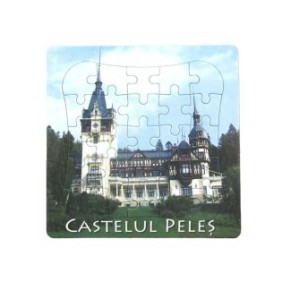 Set di 10 Puzzle piccolo con Castello di Peles, 25 pezzi, 14x14 cm, Multicolor