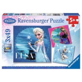 Puzzle Ravensburger - Disney Frozen, Elsa, Anna e Olaf, 3 in 1, 3x49 pezzi
