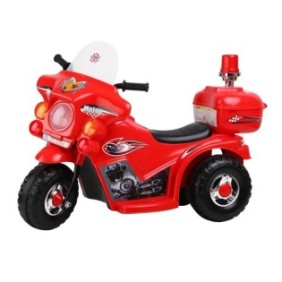 NOVOKIDS™ Motocicletta elettrica alimentata a batteria per sport motoristici per bambini, con musica e luci, scooter elettrico, 3 ruote, RETROMARCIA, rossa