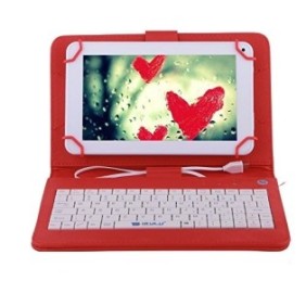 Custodia per tablet 9,7 pollici con tastiera micro USB modello X, colore rosso, tipo mappa, chiusura con 4 clip