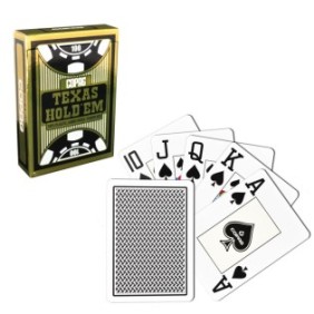 Carte da gioco poker, Texas Hold'em, professionali, 100% plastica, indici grandi, colore dorso nero