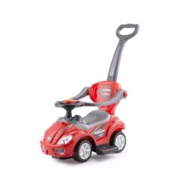 Jolly Kids™ Auto sportiva per bambini e neonati, con canzoni, maniglia di spinta per genitori, paraurti, design moderno, Rossa