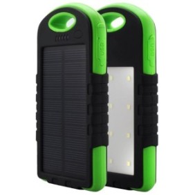 Batteria solare esterna portatile IPX6 8000mAh, 2 USB, torcia LED, verde