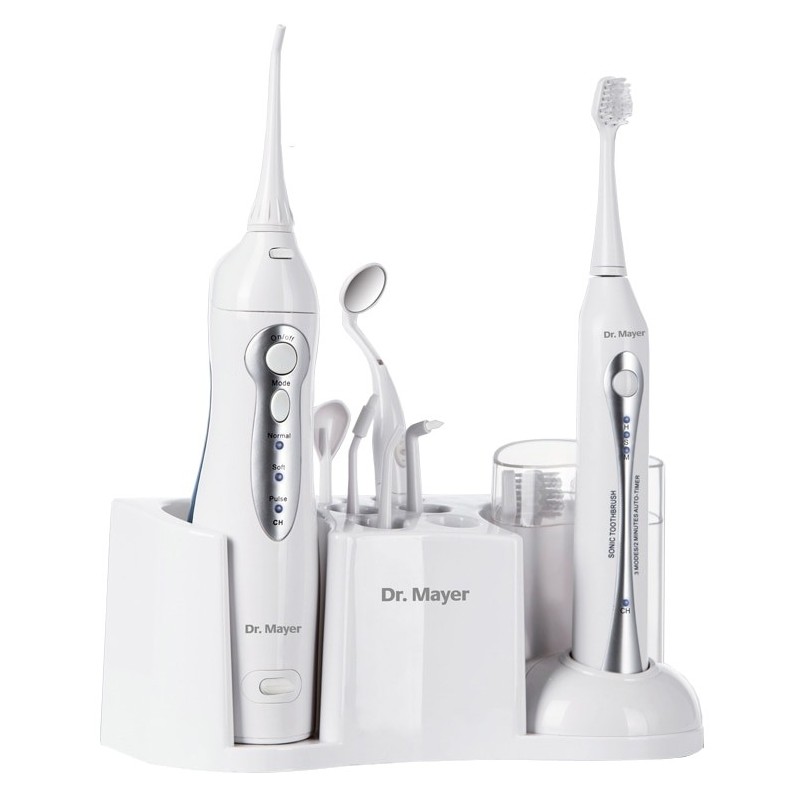 Set spazzolino elettrico e doccia orale Dr Mayer HDC5100, 3 programmi, 3 testine incluse, Bianco