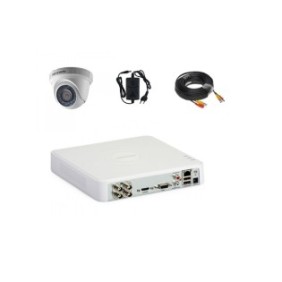 Kit sistema di videosorveglianza 1 telecamera interna completa Hikvision IR 20 m con DVR, menu rumeno, Cloud, software per cellulare incluso
