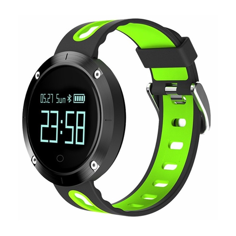 Bracciale fitness iUni DM58 Plus, impermeabile, display OLED, orologio, contatore, monitor da polso, notifiche, verde