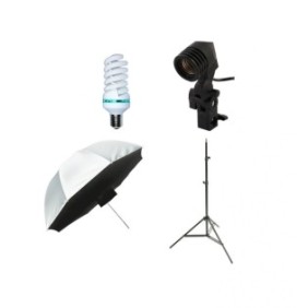 Kit luce continua con lampada e diffusione softbox frontale tipo ombrello 92cm