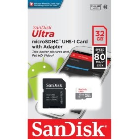Scheda di memoria SanDisk Ultra MicroSDHC, 32 GB, UHS-I, Classe 10, 80 MB/s + Adattatore