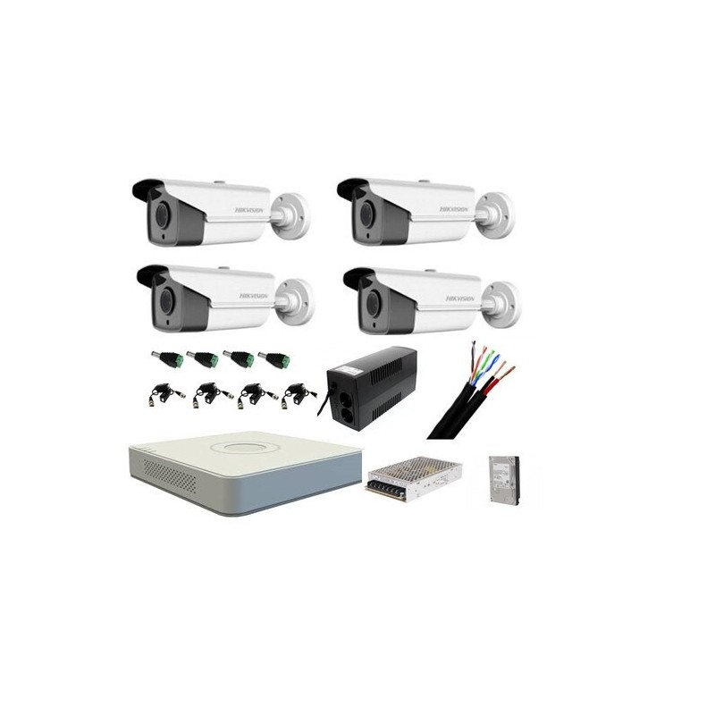 Kit completo di 4 telecamere di sorveglianza da esterno FULL HD 40 m IR con backup e hard disk da 1Tb