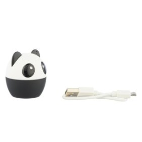 Altoparlanti tascabili portatili Panda Bear - 1, diametro 42,5 mm, Bluetooth, pulsanti immagine, cavo
