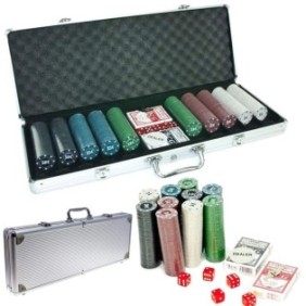 Set Gioco Poker con 500 Fiches Colorate e Valigia in Alluminio + Accessori Completi per il Gioco