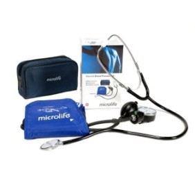 Tensiometro meccanico aneroide AG120 MICROLIFE con manometro, stetoscopio e custodia
