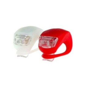 Set di 2 luci per bicicletta in silicone, LED, 3 fasi di illuminazione, ETH bianco e rosso, Antipioggia