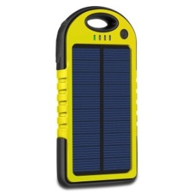 Power bank con pannelli solari 5000 mAh doppia USB gialla