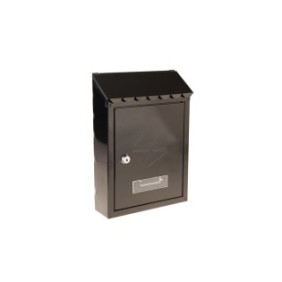 Cassetta postale metallica, 217x70x300 mm, con fessura, chiave e targhetta portanome, nera