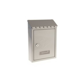 Cassetta postale metallica, 217x70x300 mm, con fessura, chiave e targhetta portanome, grigia