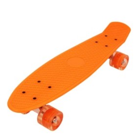 Penny Board con ruote e luci led, 55 cm, arancione
