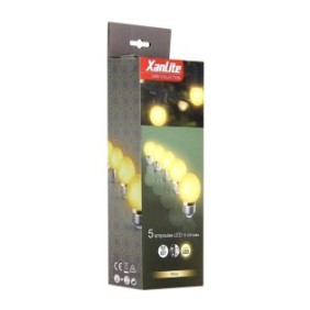 Lampadine LED Xanlite, vintage, per ghirlande luminose, 4 filamenti, lampadina trasparente, set da 5