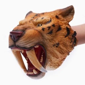 Maschera marionetta tigre asiatica + 3 anni in gomma misura 20 cm Marrone/Beige