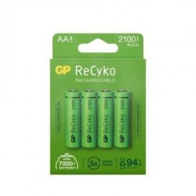 Set di 4 batterie, batterie GP, ricaricabili, AA, verde