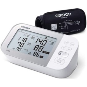 Sfigmomanometro elettronico Omron X7 Smart, Bluetooth, 0-299 mmHg, 40-180 bp, Bianco+Adattatore