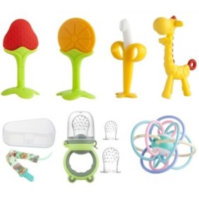 Set di giocattoli per la dentizione, Silicone, 10 Pezzi, Multicolor