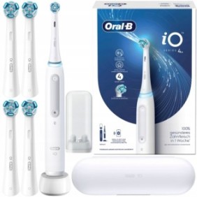 Set spazzolino elettrico Oral-B iO Series 4 Quite White, Bianco, 4x Reserve Ultimate Clean