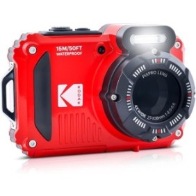 Fotocamera subacquea Kodak PixPro WPZ2, 16 MP, Zoom 4X, Full HD, inclusa batteria aggiuntiva e scheda da 16 GB, Rosso