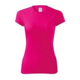 T-shirt sportiva, da donna, 100% poliestere, asciugatura rapida, taglio Camber, rosa