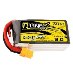 Batteria Tattu R-Line versione 3.0, 1550mAh, 14,8V, 120C, 4S1P, XT60
