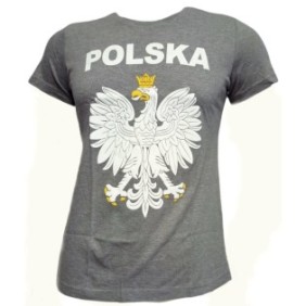 T-shirt da donna Polonia Fan, Reda, cotone, Grigio, Grigio