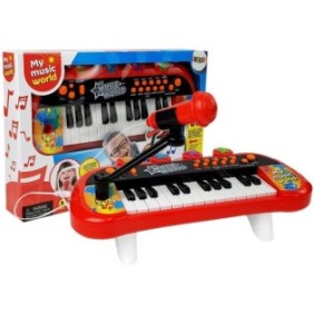 Pianoforte con 24 tasti + Microfono giocattolo, USB, Multicolor