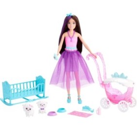 Barbie Dreamtopia Skipper Nurturing Fantasy Playset bambola, pecora e accessori, 30 cm