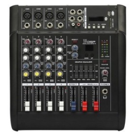 Mixer audio amplificato KlaussTech, 4 canali, Console DJ, Display digitale, USB